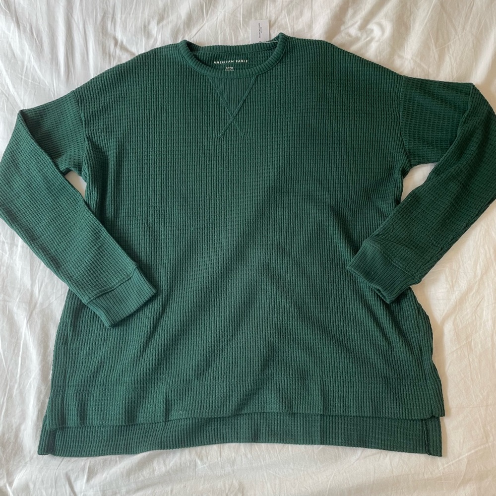 American Eagle Long Sleeve Waffle Knit Sweater Top
